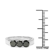 Bids.com 0.99 Carat Genuine Black Diamond .925 Sterling Silver Ring Rings White Smoke size 8.00,size 6.00,size 7.00,size 9.00