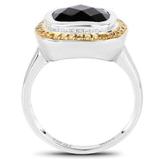 Bids.com 3.67 Carat Genuine Smoky Quartz and Yellow Diamond .925 Sterling Silver Ring Rings White Smoke size 6.00,size 7.00,size 8.00,size 9.00