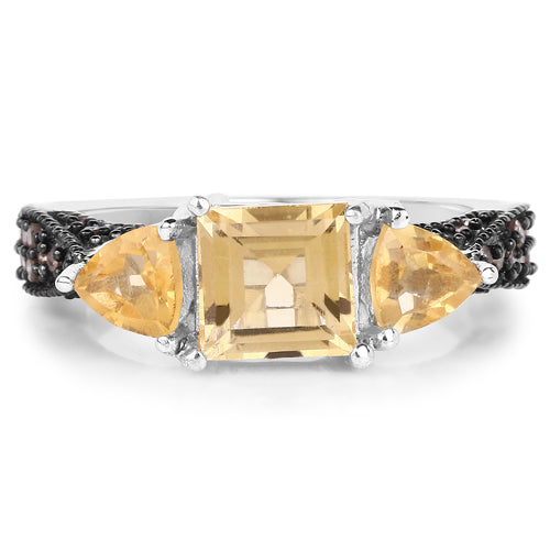 Bids.com 2.71 Carat Genuine Citrine and Champagne Diamond .925 Sterling Silver Ring Rings Lavender size 7.00,size 8.00,size 6.00,size 9.00