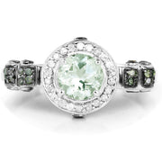 Bids.com 1.07 Carat Genuine Green Amethyst, Green Diamond and White Diamond .925 Sterling Silver Ring Rings White Smoke size 6.00,size 7.00,size 8.00,size 5.00,size 9.00,size 10.00