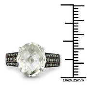 Bids.com 4.41 Carat Genuine Green Amethyst and Green Diamond .925 Sterling Silver Ring Rings White Smoke size 7.00,size 6.00,size 8.00,size 9.00