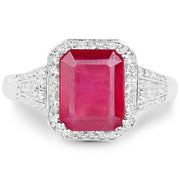 Bids.com 4.55 Carat Glass Filled Ruby and White Topaz .925 Sterling Silver Ring Rings White Smoke size 7.00,size 8.00,size 5.00,size 6.00,size 9.00