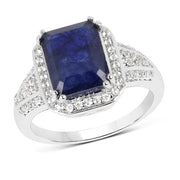 Bids.com 4.80 Carat Glass Filled Sapphire and White Topaz .925 Sterling Silver Ring Rings White Smoke size 5.00,size 7.00,size 11.00,size 6.00,size 8.00,size 9.00,size 10.00
