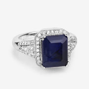 Bids.com 4.80 Carat Glass Filled Sapphire and White Topaz .925 Sterling Silver Ring Rings White Smoke size 5.00,size 7.00,size 11.00,size 6.00,size 8.00,size 9.00,size 10.00