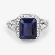 Bids.com 4.80 Carat Glass Filled Sapphire and White Topaz .925 Sterling Silver Ring Rings White Smoke size 5.00,size 7.00,size 11.00,size 6.00,size 8.00,size 9.00,size 10.00