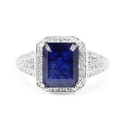 Bids.com 4.80 Carat Glass Filled Sapphire and White Topaz .925 Sterling Silver Ring Rings White Smoke size 5.00,size 7.00,size 11.00,size 6.00,size 8.00,size 9.00,size 10.00