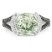 Bids.com 3.59 Carat Genuine Green Amethyst, Green Diamond & White Diamond .925 Sterling Silver Ring Rings White Smoke size 7.00,size 8.00,size 6.00,size 9.00,size 5.00,size 10.00