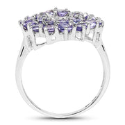 Bids.com 2.27 Carat Genuine Tanzanite .925 Sterling Silver Ring Rings White Smoke size 7.00,size 6.00,size 8.00
