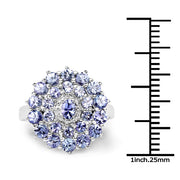 Bids.com 2.27 Carat Genuine Tanzanite .925 Sterling Silver Ring Rings White Smoke size 7.00,size 6.00,size 8.00