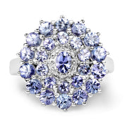 Bids.com 2.27 Carat Genuine Tanzanite .925 Sterling Silver Ring Rings White Smoke size 7.00,size 6.00,size 8.00