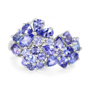 Bids.com 2.88 Carat Genuine Tanzanite .925 Sterling Silver Ring Rings White Smoke size 7.00,size 8.00,size 6.00,size 9.00,size 5.00