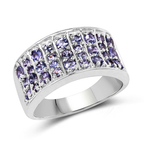 Bids.com 1.23 Carat Genuine Tanzanite .925 Sterling Silver Ring Rings White Smoke size 7.00,size 6.00,size 8.00,size 9.00,size 5.00,size 10.00