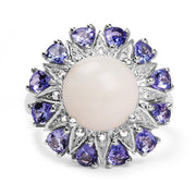 Bids.com 4.25 Carat Genuine Opal, Tanzanite & White Topaz .925 Sterling Silver Ring Rings White Smoke size 6.00,size 7.00,size 8.00,size 9.00,size 5.00,size 10.00