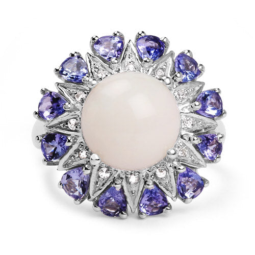 Bids.com 4.25 Carat Genuine Opal, Tanzanite & White Topaz .925 Sterling Silver Ring Rings White Smoke size 6.00,size 7.00,size 8.00,size 9.00,size 5.00,size 10.00