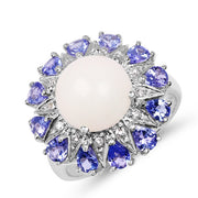 Bids.com 4.25 Carat Genuine Opal, Tanzanite & White Topaz .925 Sterling Silver Ring Rings White Smoke size 6.00,size 7.00,size 8.00,size 9.00,size 5.00,size 10.00