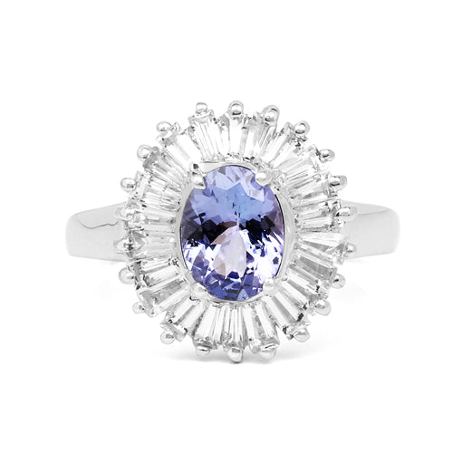 Bids.com 2.47 Carat Genuine Tanzanite and White Topaz .925 Sterling Silver Ring Rings White Smoke size 6.00,size 7.00,size 8.00,size 9.00,size 5.00,size 10.00