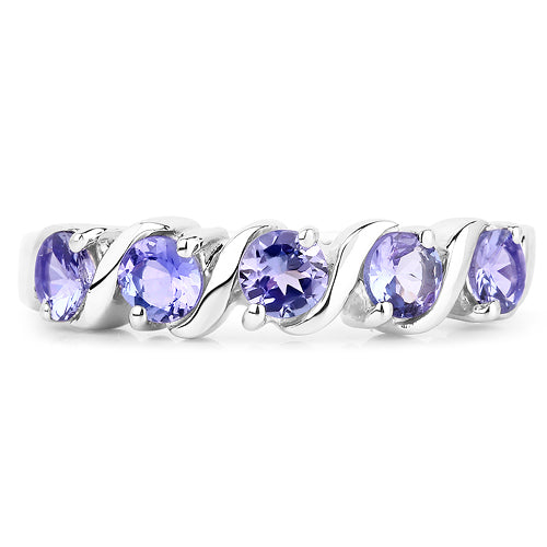 Bids.com 1.15 Carat Genuine Tanzanite .925 Sterling Silver Ring Rings White Smoke size 8.00,size 6.00,size 7.00,size 9.00,size 10.00
