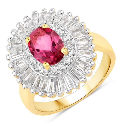 Bids.com 3.75 Carat Genuine Pink Topaz and White Topaz .925 Sterling Silver Ring Rings White Smoke size 6.00,size 7.00,size 8.00,size 5.00,size 9.00