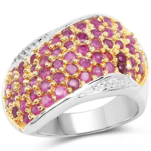 Bids.com 2.49 Carat Genuine Ruby .925 Sterling Silver Ring Rings White Smoke size 7.00,size 9.00,size 6.00,size 8.00