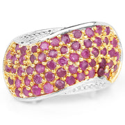 Bids.com 2.49 Carat Genuine Ruby .925 Sterling Silver Ring Rings White Smoke size 7.00,size 9.00,size 6.00,size 8.00