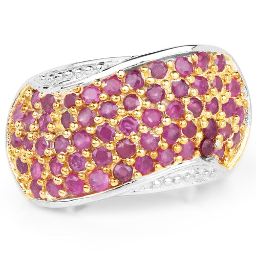 Bids.com 2.49 Carat Genuine Ruby .925 Sterling Silver Ring Rings White Smoke size 7.00,size 9.00,size 6.00,size 8.00