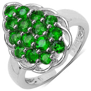 Bids.com 1.71 Carat Genuine Chrome Diopside .925 Sterling Silver Ring Rings White Smoke size 6.00,size 7.00,size 8.00,size 9.00