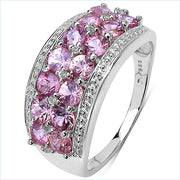 Bids.com 2.00 Carat Genuine Pink Sapphire & White Topaz .925 Sterling Silver Ring Rings White Smoke size 6.00,size 8.00,size 7.00,size 9.00