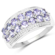 Bids.com 1.44 Carat Genuine Tanzanite & White Topaz .925 Sterling Silver Ring Rings White Smoke size 6.00,size 7.00,size 8.00,size 9.00,size 5.00