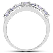 Bids.com 1.44 Carat Genuine Tanzanite & White Topaz .925 Sterling Silver Ring Rings White Smoke size 6.00,size 7.00,size 8.00,size 9.00,size 5.00