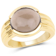 Bids.com 14K Yellow Gold Plated 4.89 Carat Genuine Smoky Quartz .925 Sterling Silver Ring Rings White Smoke size 6.00,size 7.00,size 8.00,size 9.00