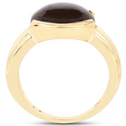 Bids.com 14K Yellow Gold Plated 4.89 Carat Genuine Smoky Quartz .925 Sterling Silver Ring Rings White Smoke size 6.00,size 7.00,size 8.00,size 9.00