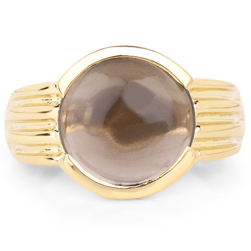 Bids.com 14K Yellow Gold Plated 4.89 Carat Genuine Smoky Quartz .925 Sterling Silver Ring Rings White Smoke size 6.00,size 7.00,size 8.00,size 9.00