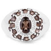Bids.com 1.90 Carat Genuine Smoky Quartz .925 Sterling Silver Ring Rings White Smoke size 8.00,size 6.00,size 7.00,size 9.00,size 5.00,size 10.00