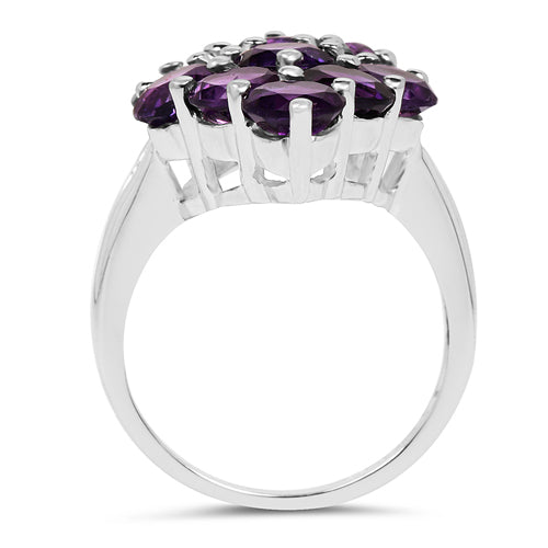 Bids.com 6.78 Carat Genuine Amethyst .925 Sterling Silver Ring Rings White Smoke size 6.00,size 7.00,size 8.00,size 9.00,size 5.00,size 10.00