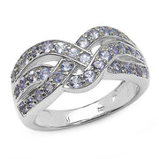 Bids.com 1.26 Carat Genuine Tanzanite .925 Sterling Silver Ring Rings White Smoke size 7.00,size 6.00,size 8.00,size 9.00