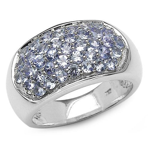 Bids.com 1.37 Carat Genuine Tanzanite .925 Sterling Silver Ring Rings White Smoke size 7.50,size 6.00,size 7.00,size 8.00,size 9.00