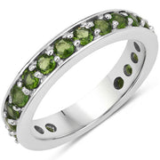 Bids.com 1.33 Carat Genuine Chrome Diopside .925 Sterling Silver Ring Rings White Smoke size 9.00,size 6.00,size 7.00,size 8.00,size 5.00