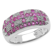 Bids.com 1.02 Carat Genuine Ruby .925 Sterling Silver Ring Rings White Smoke size 7.00,size 6.00,size 8.00,size 9.00