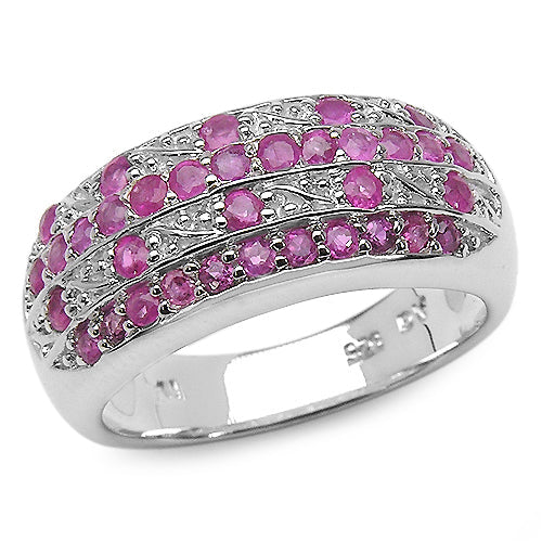 Bids.com 1.02 Carat Genuine Ruby .925 Sterling Silver Ring Rings White Smoke size 7.00,size 6.00,size 8.00,size 9.00