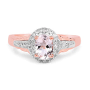 Bids.com 14K Rose Gold Plated 0.73 Carat Genuine Morganite & White Topaz .925 Sterling Silver Ring Rings White Smoke size 6.00,size 7.00,size 9.00,size 8.00,size 10.00,size 5.00