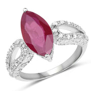 Bids.com 3.56 Carat Genuine Glass Filled Ruby and White Topaz .925 Sterling Silver Ring Rings White Smoke size 6.00,size 7.00,size 8.00,size 9.00,size 5.00