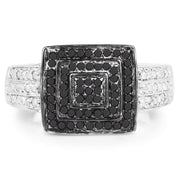 Bids.com 0.55 Carat Genuine Black Diamond and White Diamond .925 Sterling Silver Ring Rings White Smoke size 6.00,size 7.00,size 8.00,size 9.00