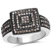 Bids.com 0.42 Carat Genuine Champagne Diamond .925 Sterling Silver Ring Rings White Smoke size 6.00,size 8.00,size 7.00,size 9.00,size 10.00