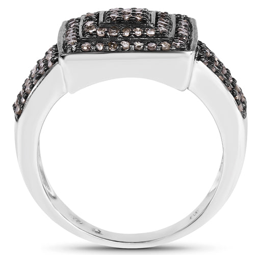 Bids.com 0.42 Carat Genuine Champagne Diamond .925 Sterling Silver Ring Rings White Smoke size 6.00,size 8.00,size 7.00,size 9.00,size 10.00