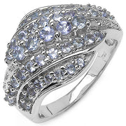 Bids.com 1.22 Carat Genuine Tanzanite .925 Sterling Silver Ring Rings White Smoke size 7.00,size 6.00,size 8.00,size 9.00