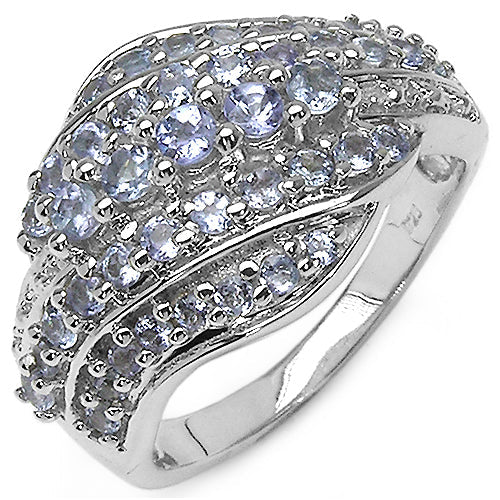 Bids.com 1.22 Carat Genuine Tanzanite .925 Sterling Silver Ring Rings White Smoke size 7.00,size 6.00,size 8.00,size 9.00