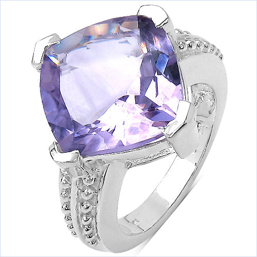 Bids.com 10.30 Carat Genuine Amethyst .925 Sterling Silver Ring Rings White Smoke size 7.00,size 6.00,size 8.00,size 9.00