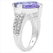 Bids.com 10.30 Carat Genuine Amethyst .925 Sterling Silver Ring Rings White Smoke size 7.00,size 6.00,size 8.00,size 9.00