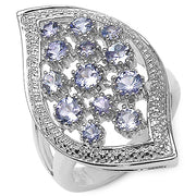 Bids.com 1.47 Carat Genuine Tanzanite .925 Sterling Silver Ring Rings White Smoke size 7.00,size 6.00,size 8.00,size 9.00