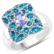 Bids.com 0.44 Carat Genuine Tanzanite .925 Sterling Silver Ring Rings White Smoke size 6.00,size 7.00,size 8.00,size 9.00,size 5.00